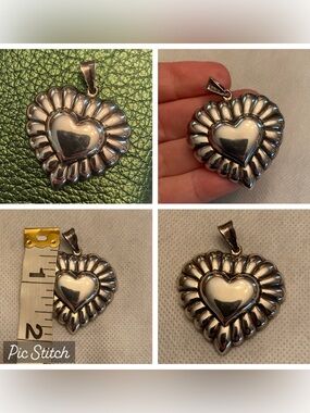 Vintage Sterling Silver 925 Puffy Heart Pendant